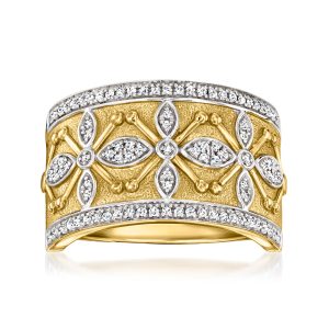 .25 ct. t.w. Diamond Floral Ring in 18kt Yellow Gold