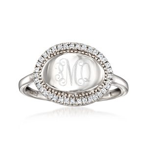 .10 ct. t.w. Diamond Personalized Oval Ring in Sterling Silver