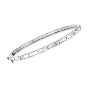 .25 ct. t.w. Diamond Station Bangle Bracelet in Sterling Silver. 7"