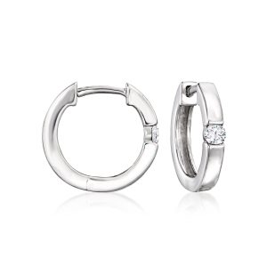 .10 ct. t.w. Diamond Hoop Earrings in Sterling Silver. 1/2"