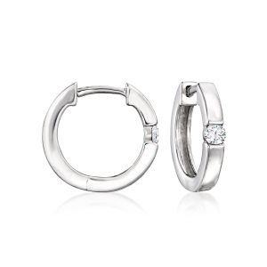 .10 ct. t.w. Diamond Hoop Earrings in Sterling Silver. 1/2"