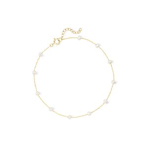 3-3.5mm Cultured Pearl Station Anklet in 14kt Yellow Gold. 9"