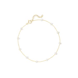 3-3.5mm Cultured Pearl Station Anklet in 14kt Yellow Gold. 9"