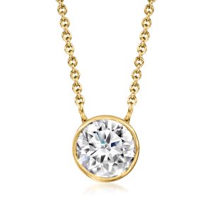 1.00 Carat Bezel-Set Lab-Grown Diamond Necklace in 14kt Yellow Gold