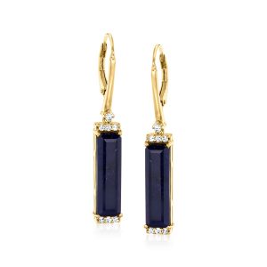 12.00 ct. t.w. Sapphire Drop Earrings with .30 ct. t.w. White Topaz in 18kt Gold Over Sterling