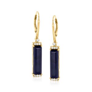 12.00 ct. t.w. Sapphire Drop Earrings with .30 ct. t.w. White Topaz in 18kt Gold Over Sterling