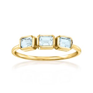 .70 ct. t.w. Aquamarine Three-Stone Ring in 14kt Yellow Gold
