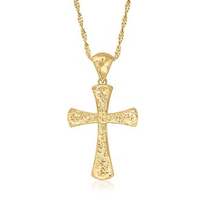 Italian 18kt Gold Over Sterling Filigree Cross Pendant Necklace