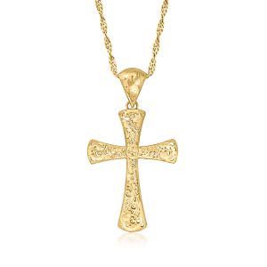 Italian 18kt Gold Over Sterling Filigree Cross Pendant Necklace
