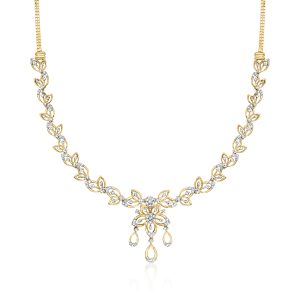 1.60 ct. t.w. Diamond Floral Drop Necklace in 18kt Gold Over Sterling. 18"
