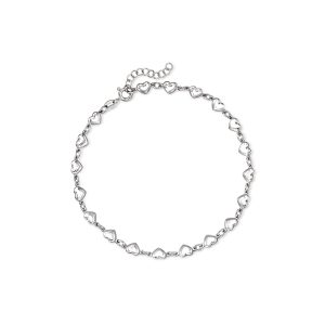 Italian Sterling Silver Puffed Heart Anklet. 9"