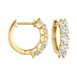 1.00 ct. t.w. Lab-Grown Diamond Five-Stone Hoop Earrings in 14kt Yellow Gold. 1/2"