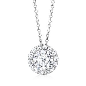 1.00 ct. t.w. Lab-Grown Diamond Halo Pendant Necklace in 14kt White Gold
