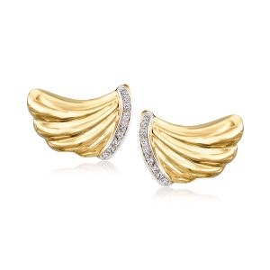 C. 1980 Vintage .50 ct. t.w. Diamond Curved Earrings in 18kt Two-Tone Gold