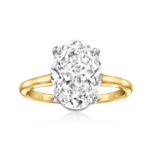 4.00 Carat Oval Lab-Grown Diamond Solitaire Ring in 14kt Yellow Gold