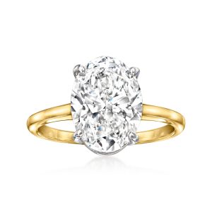 4.00 Carat Oval Lab-Grown Diamond Solitaire Ring in 14kt Yellow Gold