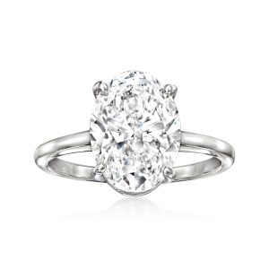 4.00 Carat Oval Lab-Grown Diamond Solitaire Ring in 14kt White Gold