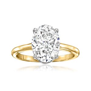3.00 Carat Oval Lab-Grown Diamond Solitaire Ring in 14kt Yellow Gold