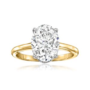 3.00 Carat Oval Lab-Grown Diamond Solitaire Ring in 14kt Yellow Gold