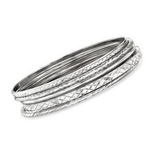 Sterling Silver Jewelry Set: Five Bangle Bracelets