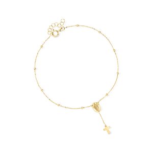 Italian 14kt Yellow Gold Miraculous Medal Rosary-Style Anklet. 9"