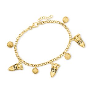 Italian 18kt Gold Over Sterling Etruscan-Style Amphora Charm Bracelet