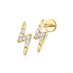 .10 ct. t.w. Diamond Lightning Bolt Flat-Back Stud Earrings in 14kt Yellow Gold