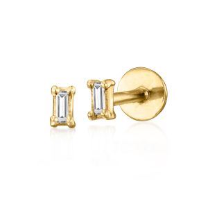 Baguette Diamond Flat-Back Stud Earrings in 14kt Yellow Gold