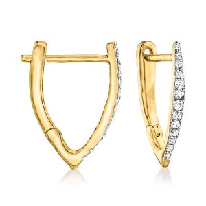 .10 ct. t.w. Diamond Huggie Hoop Earrings in 18kt Gold Over Sterling. 1/2"