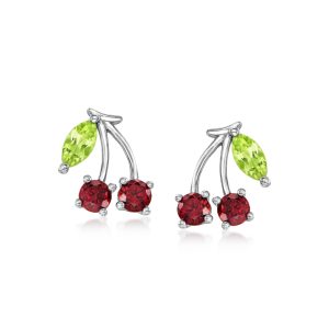 .50 ct. t.w. Garnet and .20 ct. t.w. Peridot Cherry Stud Earrings in Sterling Silver. Stud Earrings