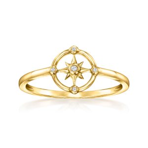 Diamond Compass Ring in 14kt Yellow Gold