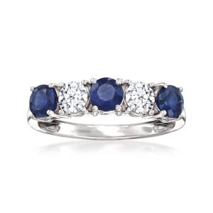 .80 ct. t.w. Sapphire and .50 ct. t.w. Lab-Grown Diamond Ring in 14kt White Gold