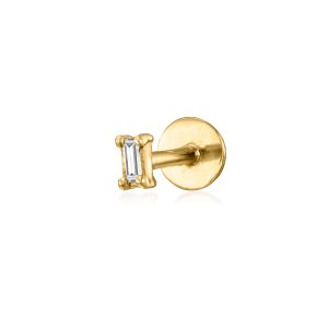 Baguette Diamond Single Flat-Back Stud Earring in 14kt Yellow Gold