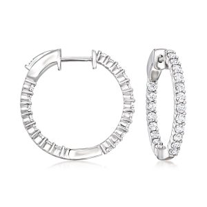 1.00 ct. t.w. Lab-Grown Diamond Inside-Outside Hoop Earrings in Sterling Silver. 3/4"