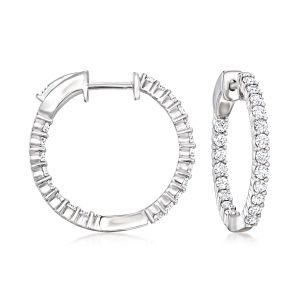 1.00 ct. t.w. Lab-Grown Diamond Inside-Outside Hoop Earrings in Sterling Silver. 3/4"