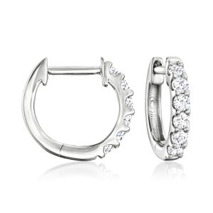 .25 ct. t.w. Lab-Grown Diamond Hoop Earrings in Sterling Silver. 3/8"