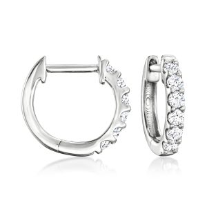 .25 ct. t.w. Lab-Grown Diamond Hoop Earrings in Sterling Silver. 3/8"