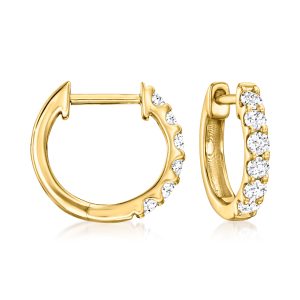 .33 ct. t.w. Lab-Grown Diamond Hoop Earrings in 18kt Gold Over Sterling. 3/8"