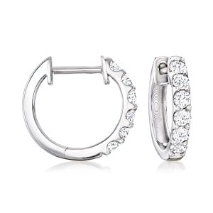 .50 ct. t.w. Lab-Grown Diamond Huggie Hoop Earrings in Sterling Silver. 1/2"