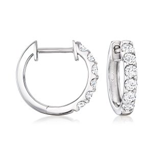 .50 ct. t.w. Lab-Grown Diamond Huggie Hoop Earrings in Sterling Silver. 1/2"