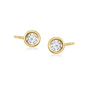 .10 ct. t.w. Bezel-Set Lab-Grown Diamond Stud Earrings in 18kt Gold Over Sterling