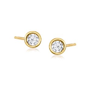 .10 ct. t.w. Bezel-Set Lab-Grown Diamond Stud Earrings in 18kt Gold Over Sterling
