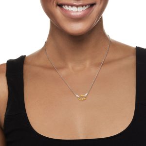 Charles Garnier .10 ct. t.w. CZ Paper Clip Link Necklace in Two-Tone Sterling Silver. 17"