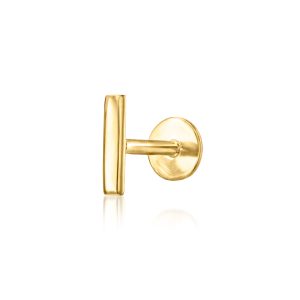 14kt Yellow Gold Bar Single Flat-Back Stud Earring