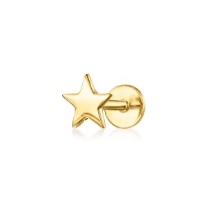 14kt Yellow Gold Star Single Flat-Back Stud Earring