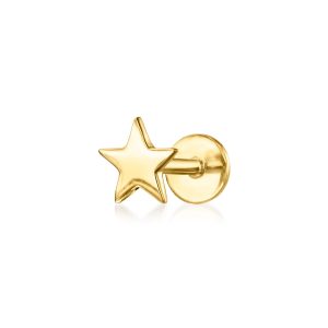 14kt Yellow Gold Star Single Flat-Back Stud Earring