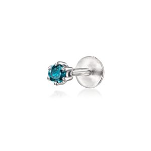 Blue Diamond Single Flat-Back Stud Earring in Sterling Silver
