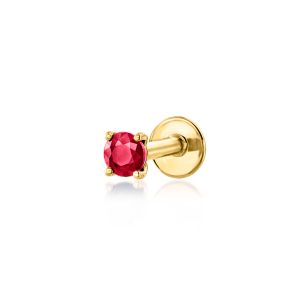 .10 Carat Ruby Single Flat-Back Stud Earring in 14kt Yellow Gold