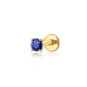 .10 Carat Sapphire Single Flat-Back Stud Earring in 14kt Yellow Gold