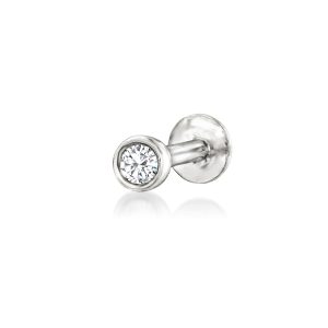 Bezel-Set Diamond Single Flat-Back Stud Earring in Sterling Silver